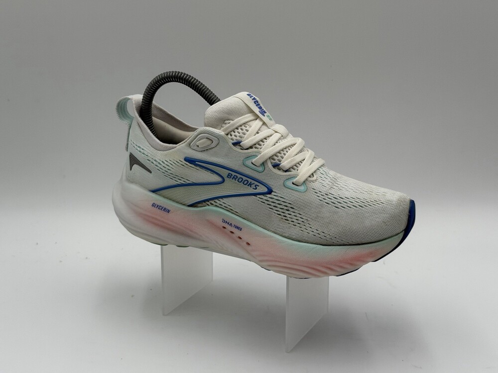 Brooks Glycerin 22 Women's Size 6B Running Shoes White Limpet Blue Pink